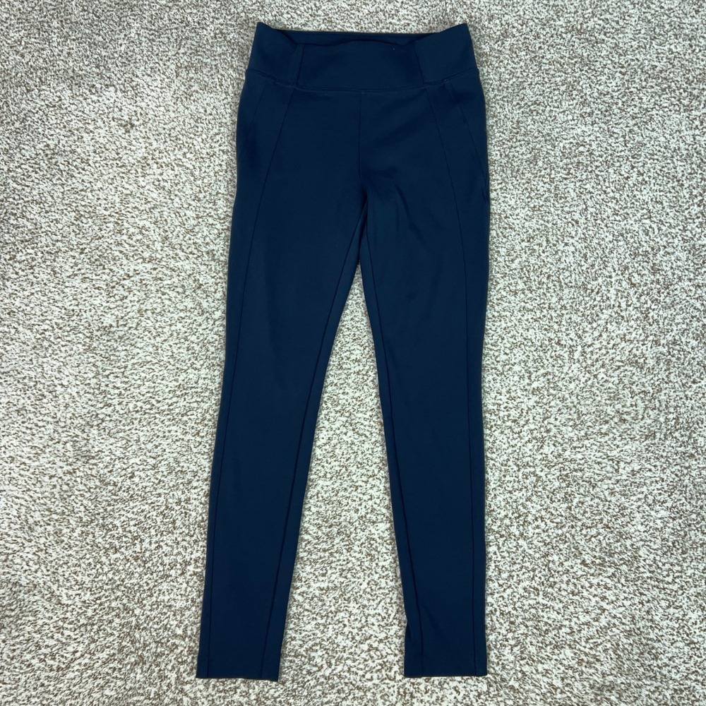 Athleta Legging Women Small Navy Athletic Zip Ankle Delancey Skyline Yoga Gym